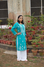 Rangreza Ethnic Alifa Cotton Kurta Blue | Grocsy