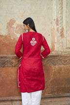 Rangreza Ethnic Alifa Cotton Kurta Maroon | Grocsy