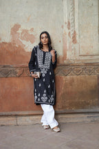 Rangreza Ethnic Alifa Cotton Kurta Black | Grocsy