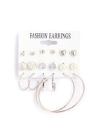 Gold-Polished Alloy Set Of 9 Designer Earrings - The Pari