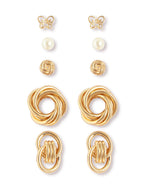 Gold-Polished Alloy Set Of 6 Designer Earrings - The Pari