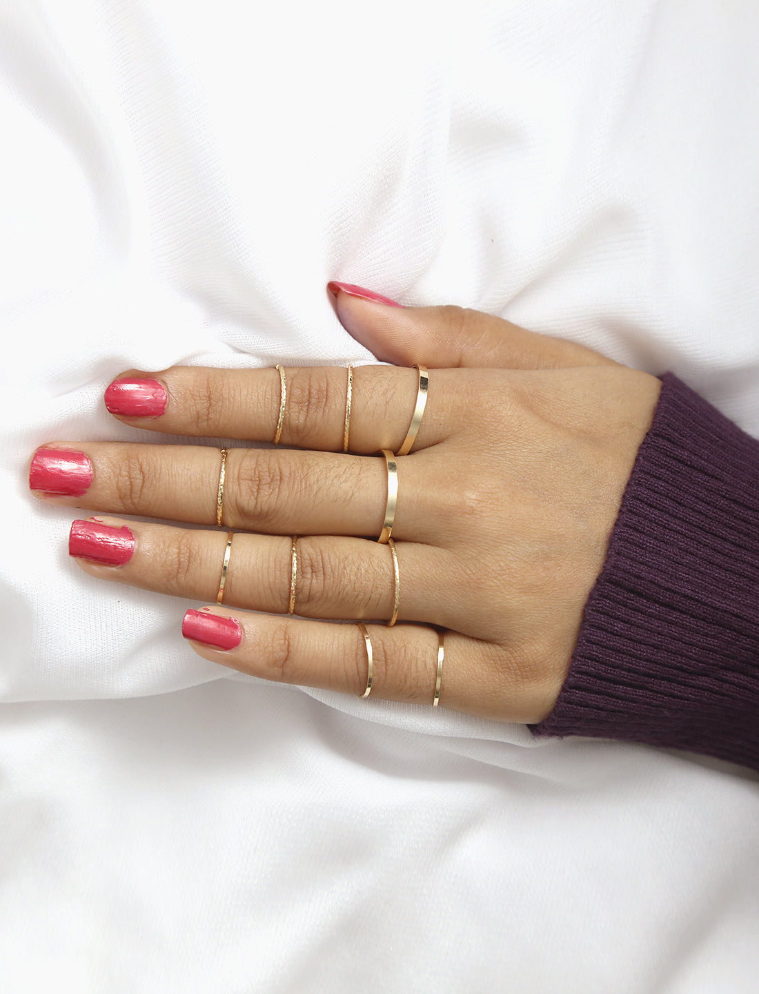 Gold-Polished Alloy Stylish Contemporary Stackable Ring - The Pari | Grocsy