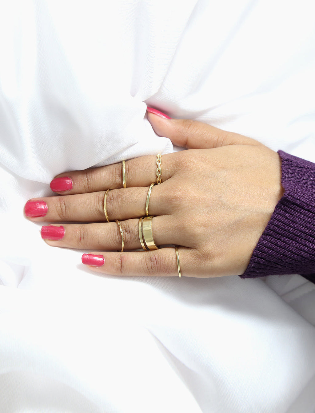 Gold-Polished Alloy Stylish Contemporary Stackable Ring - The Pari | Grocsy