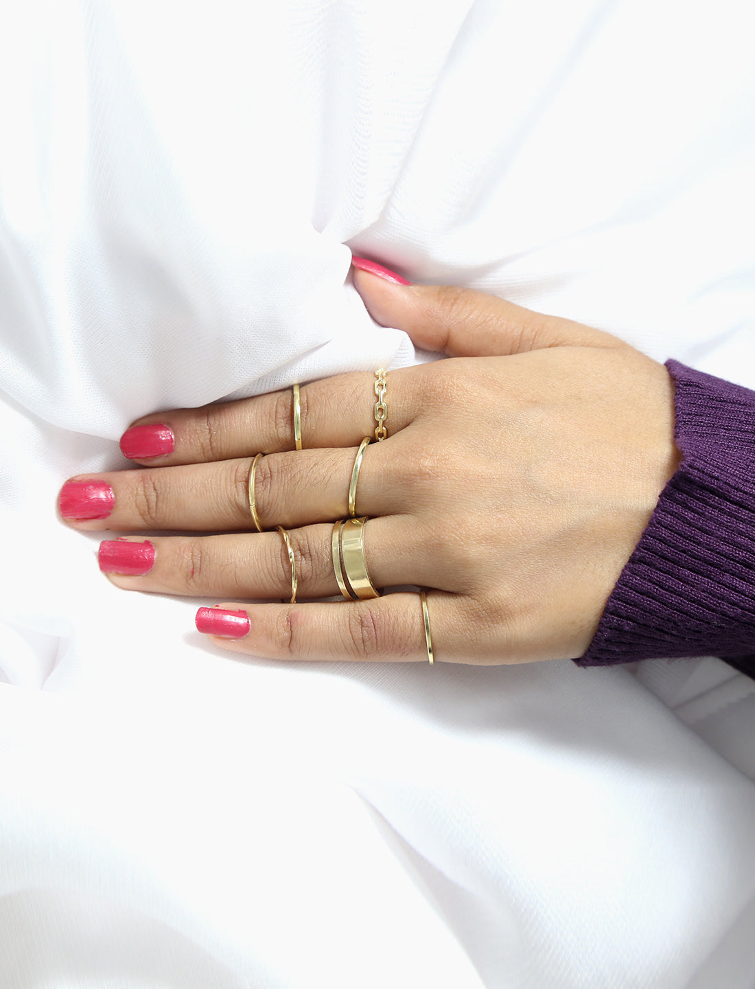 Gold-Polished Alloy Stylish Contemporary Stackable Ring - The Pari | Grocsy