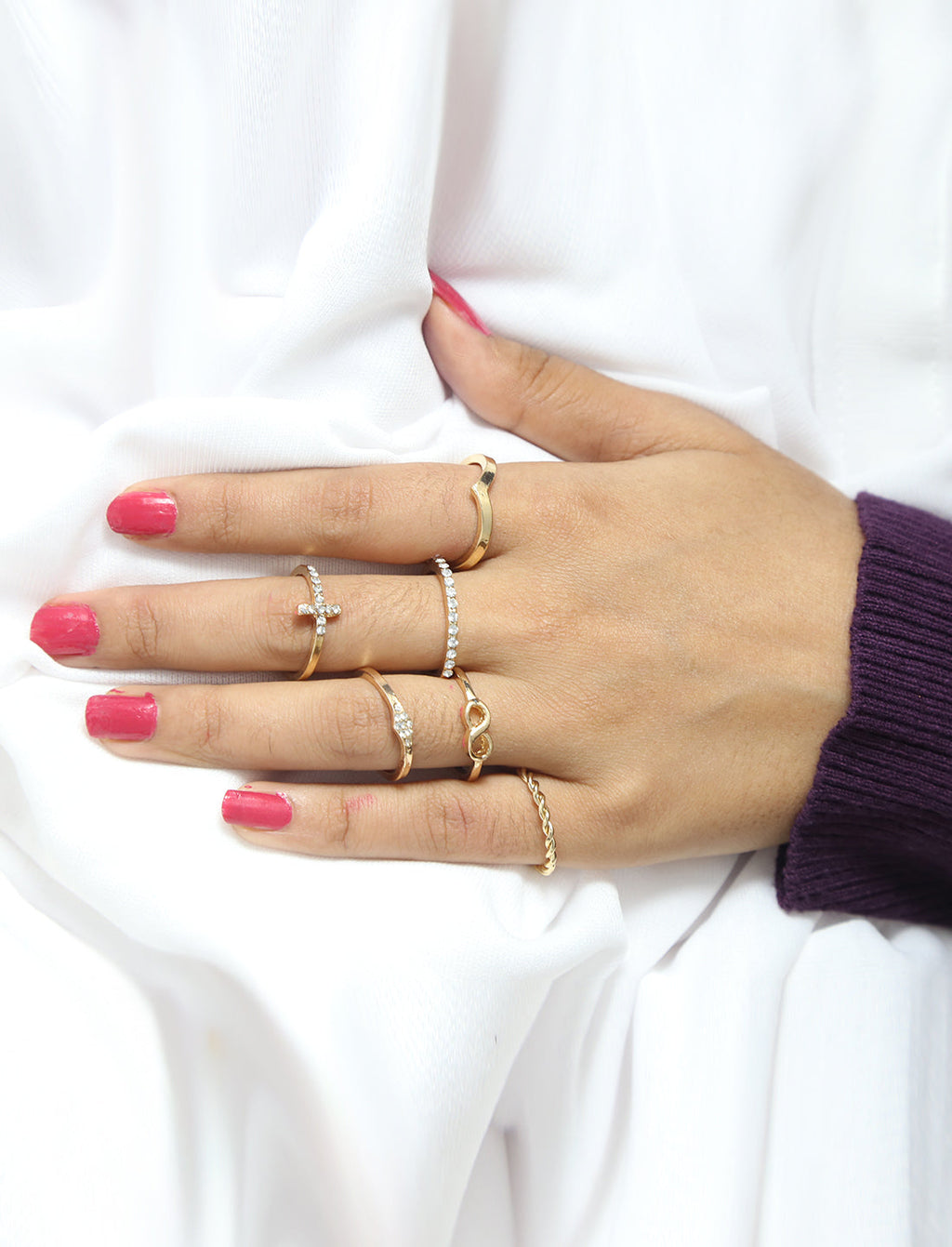 Gold-Polished Alloy Stylish Contemporary Stackable Ring - The Pari | Grocsy