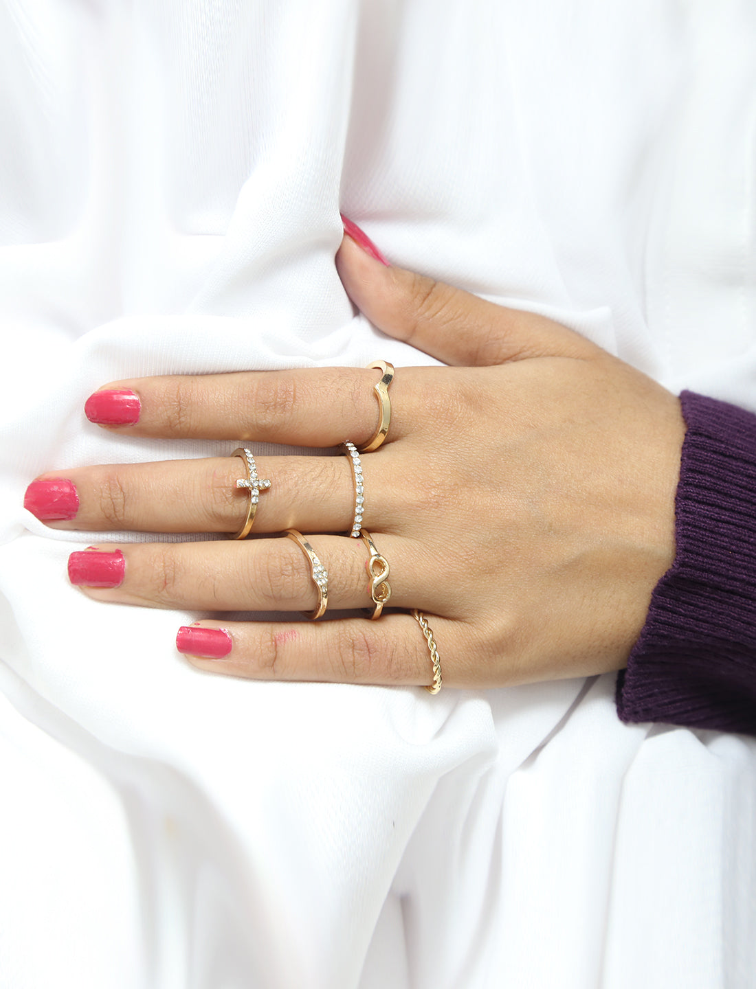 Gold-Polished Alloy Stylish Contemporary Stackable Ring - The Pari | Grocsy