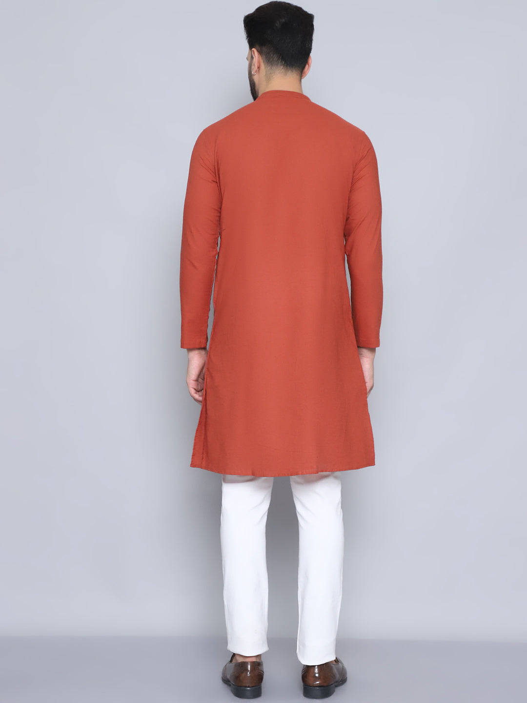 Even Apparels Men's Pure Cotton Rust Sherwani Kurta | Grocsy