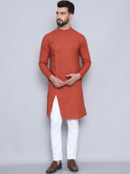 Even Apparels Men's Pure Cotton Rust Sherwani Kurta | Grocsy