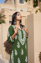 Rangreza Ethnic Liya Chikankari Rayon Kurta Green | Grocsy