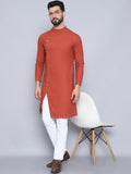 Even Apparels Men's Pure Cotton Rust Sherwani Kurta | Grocsy