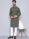 Even Apparels Men's Pure Cotton Green Kurta | Grocsy