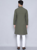 Even Apparels Men's Pure Cotton Green Kurta | Grocsy