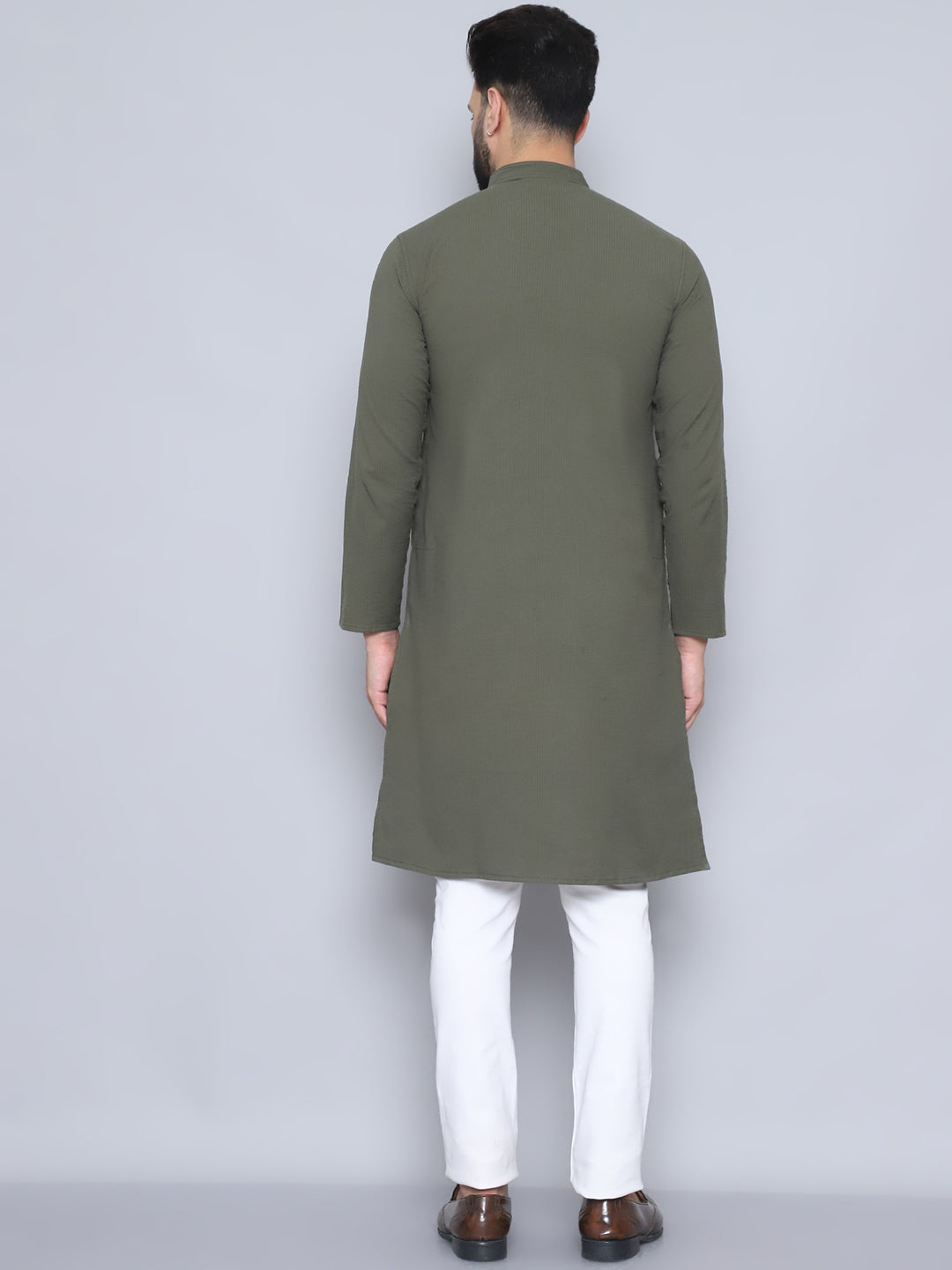 Even Apparels Men's Pure Cotton Green Kurta | Grocsy