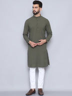 Even Apparels Men's Pure Cotton Green Kurta | Grocsy