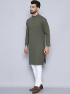 Even Apparels Men's Pure Cotton Green Kurta | Grocsy