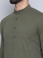 Even Apparels Men's Pure Cotton Green Kurta | Grocsy