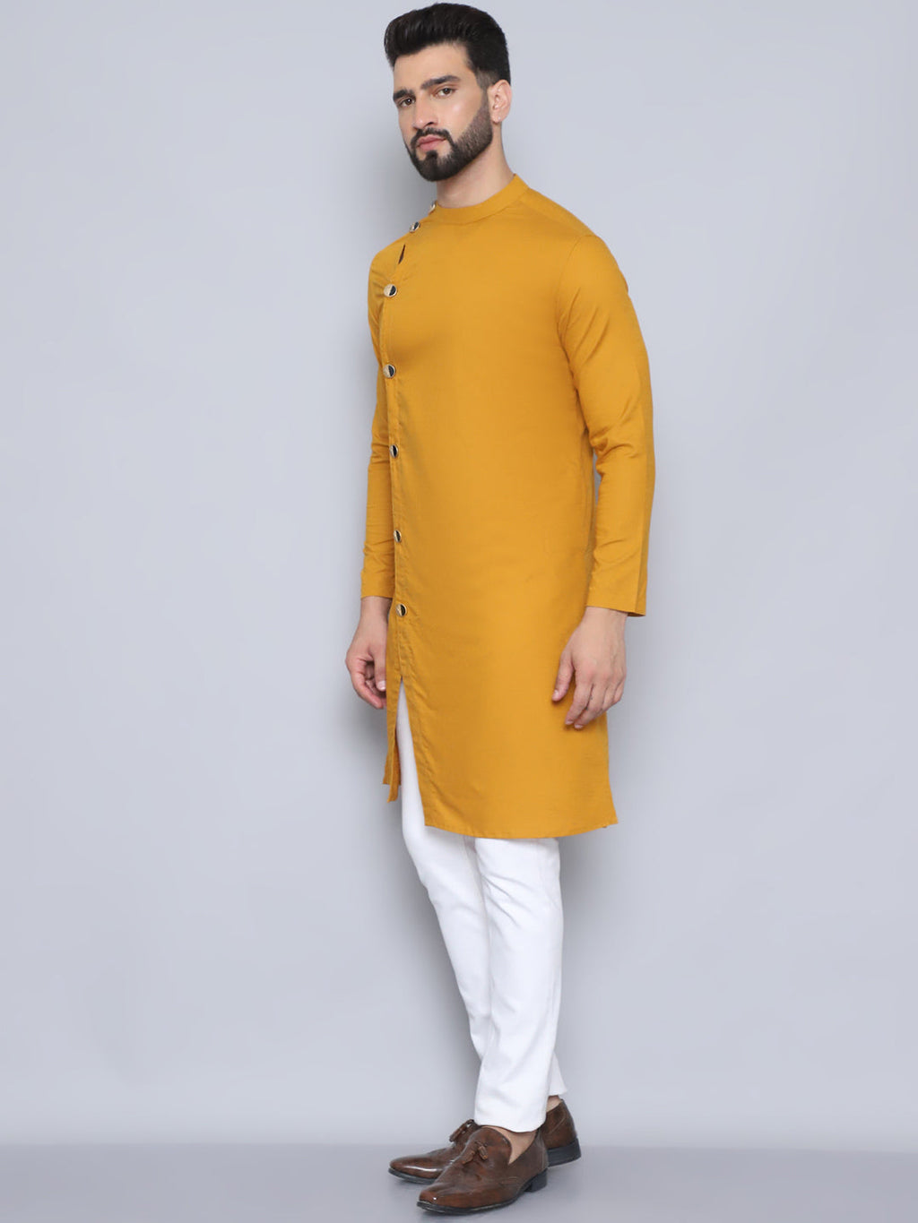 Even Apparels Men's Pure Cotton Yellow Sherwani Kurta | Grocsy