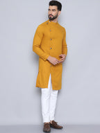 Even Apparels Men's Pure Cotton Yellow Sherwani Kurta | Grocsy