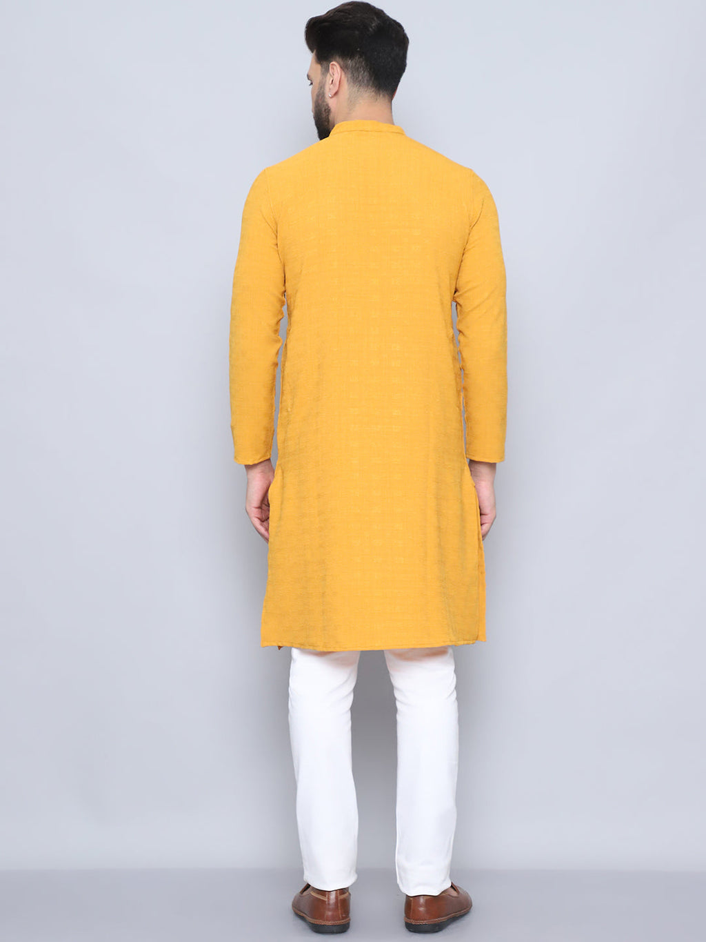 Even Apparels Men's Loop Button Yellow Kurta | Grocsy