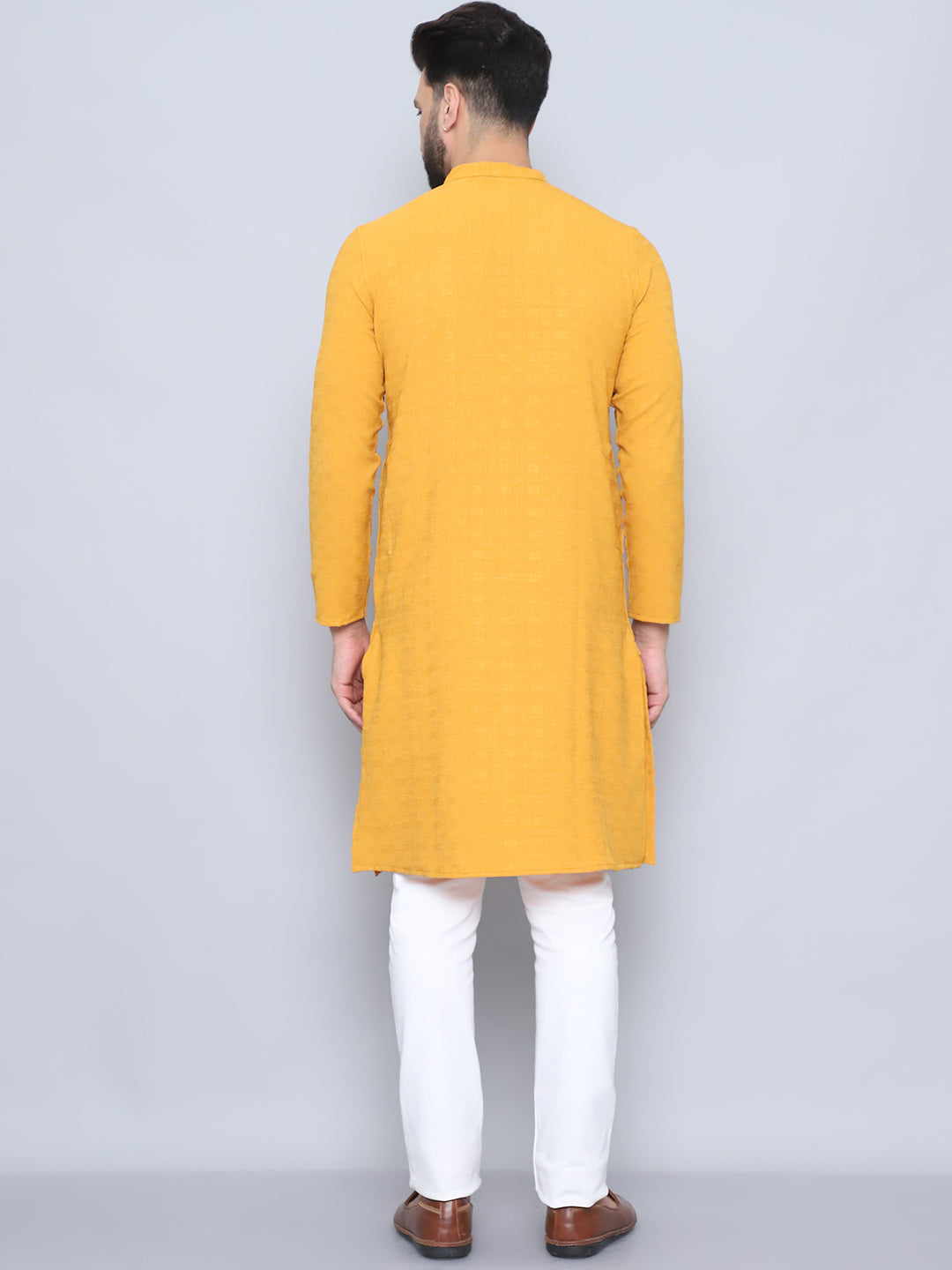 Even Apparels Men's Loop Button Yellow Kurta | Grocsy