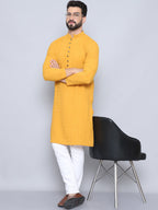 Even Apparels Men's Loop Button Yellow Kurta | Grocsy