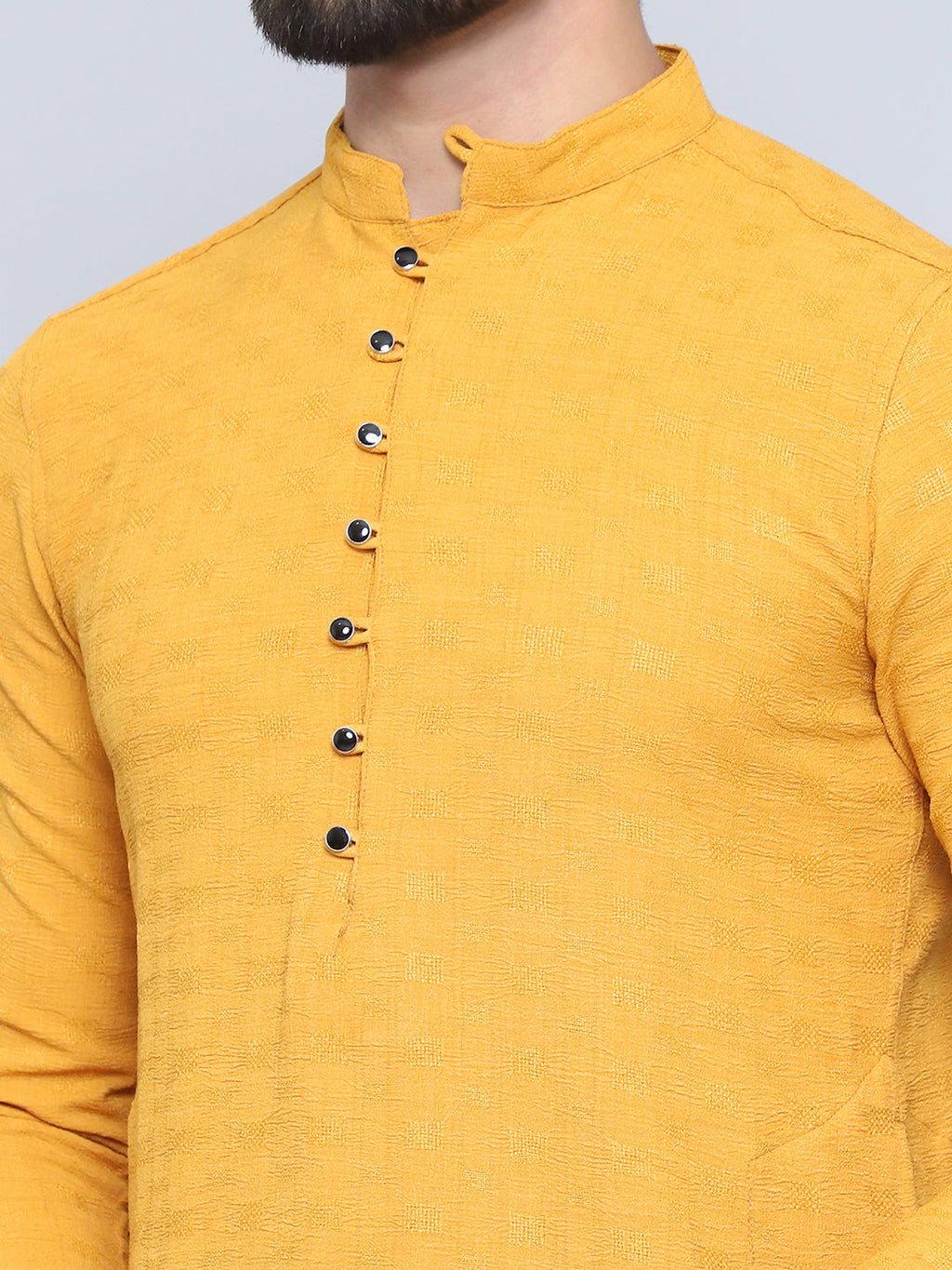 Even Apparels Men's Loop Button Yellow Kurta | Grocsy