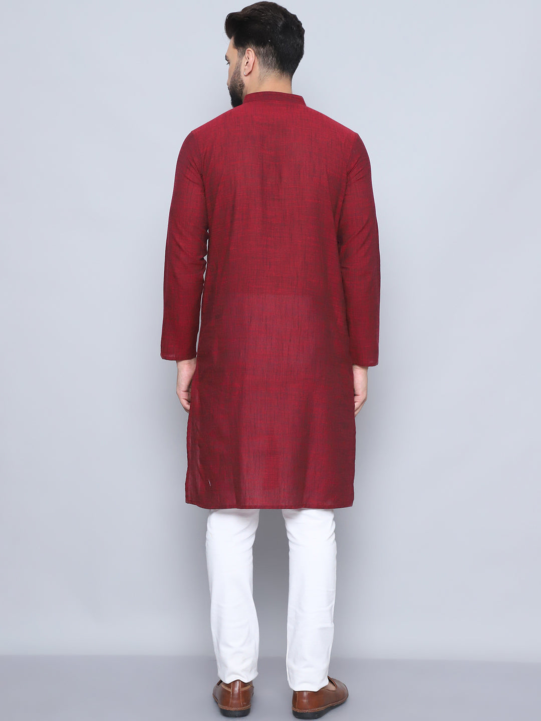 Even Apparels Men's Pure Cotton Maroon Kurta | Grocsy