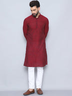 Even Apparels Men's Pure Cotton Maroon Kurta | Grocsy