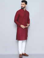 Even Apparels Men's Pure Cotton Maroon Kurta | Grocsy