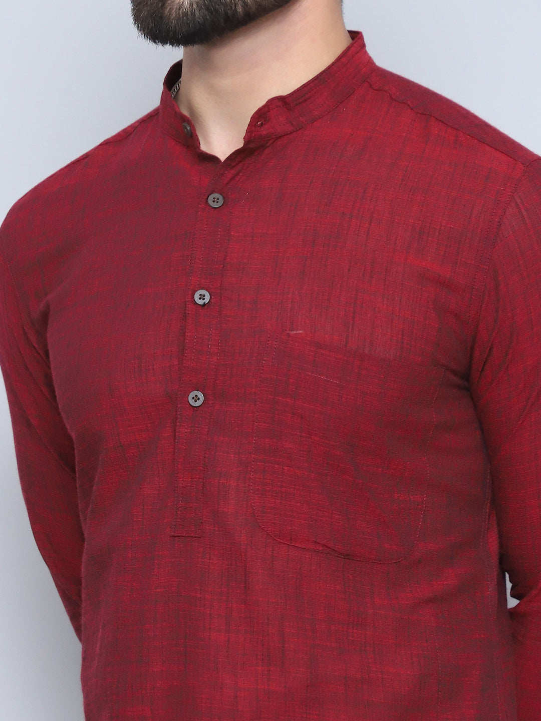 Even Apparels Men's Pure Cotton Maroon Kurta | Grocsy
