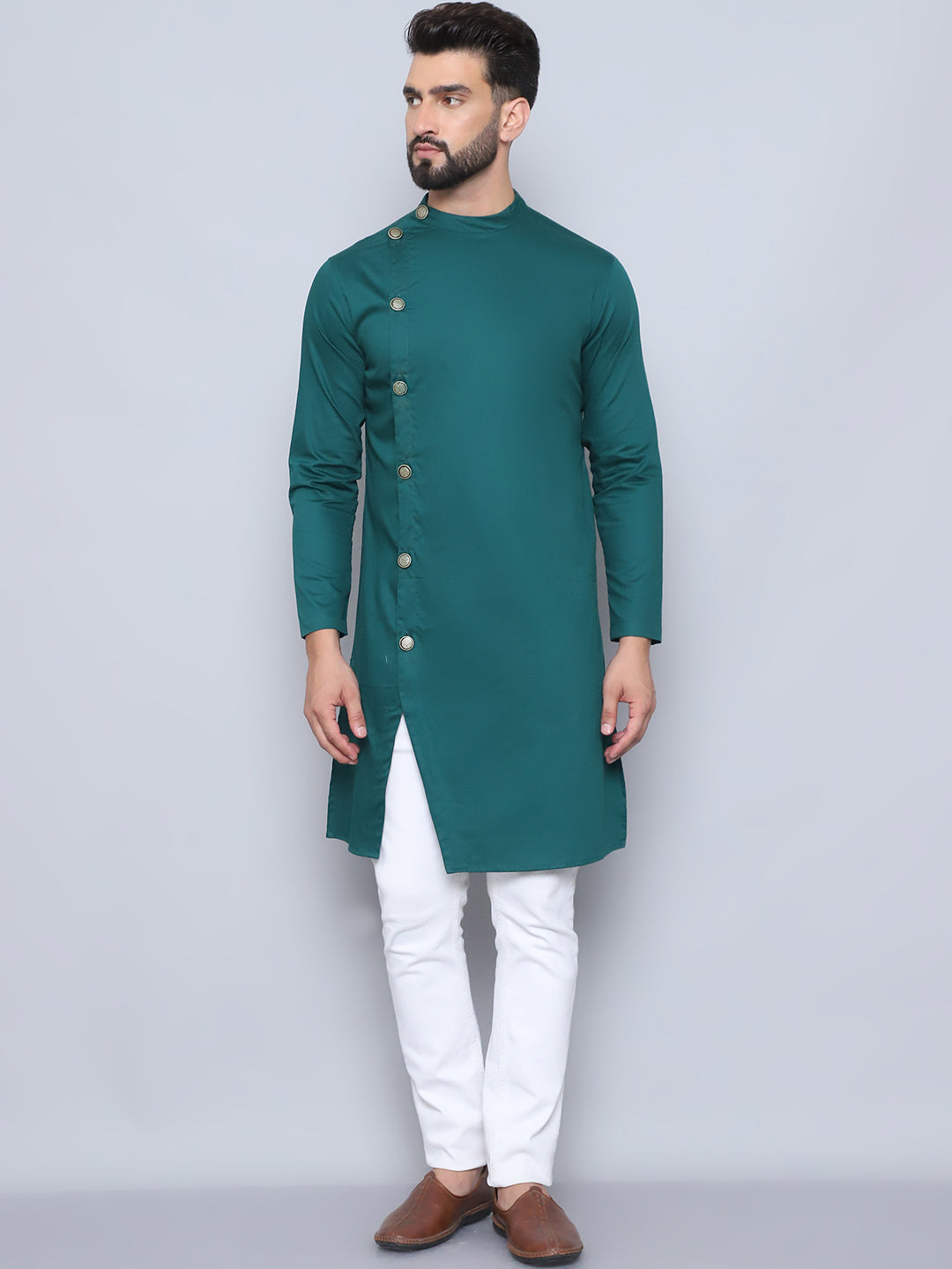 Even Apparels Men's Pure Cotton Green Sherwani Kurta | Grocsy