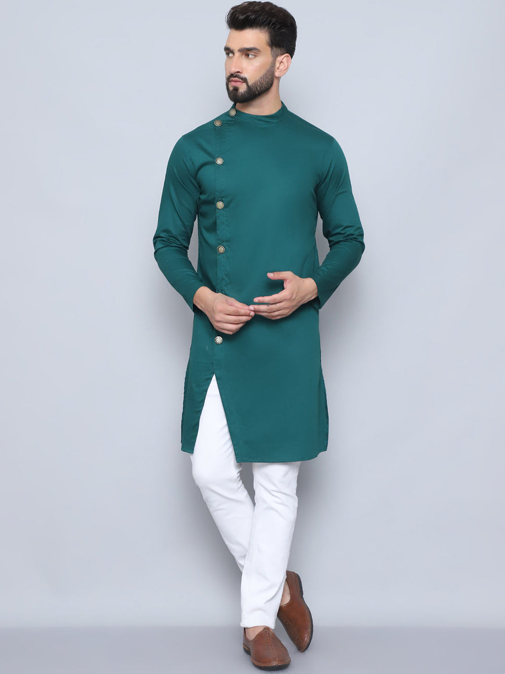 Even Apparels Men's Pure Cotton Green Sherwani Kurta | Grocsy
