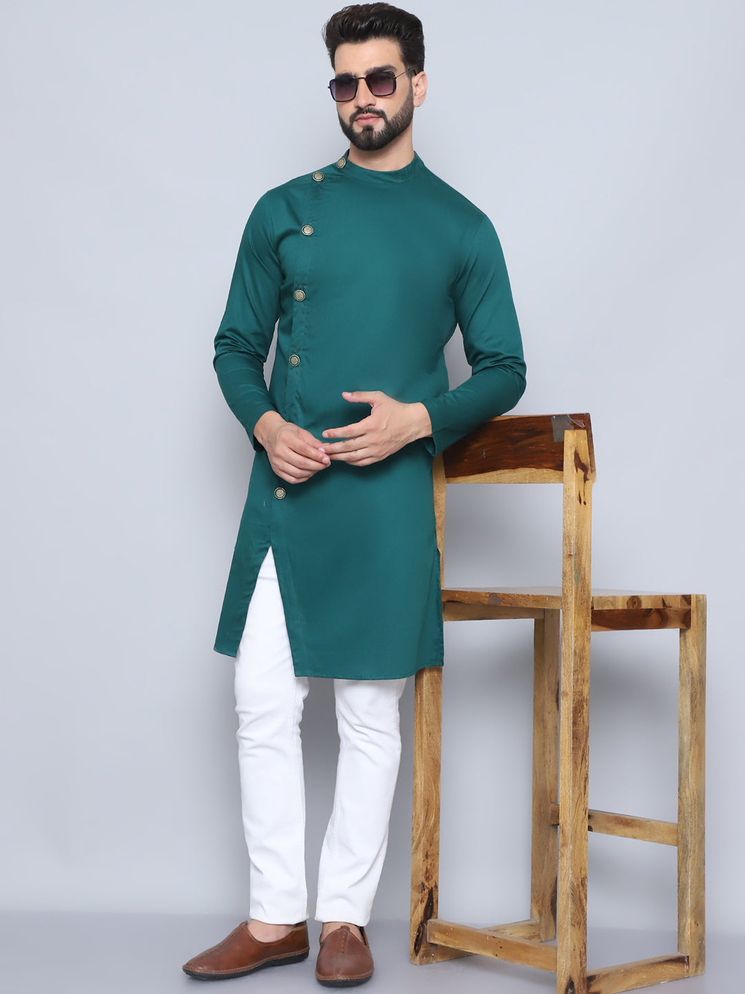 Even Apparels Men's Pure Cotton Green Sherwani Kurta | Grocsy