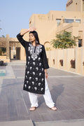Rangreza Ethnic Chikankari Rayon Kurta Black | Grocsy