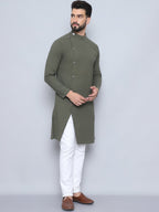 Even Apparels Men's Pure Cotton Green Sherwani Kurta | Grocsy