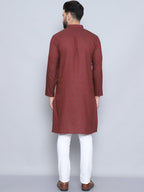 Even Apparels Men's Pure Cotton Maroon Kurta | Grocsy
