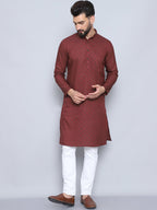 Even Apparels Men's Pure Cotton Maroon Kurta | Grocsy