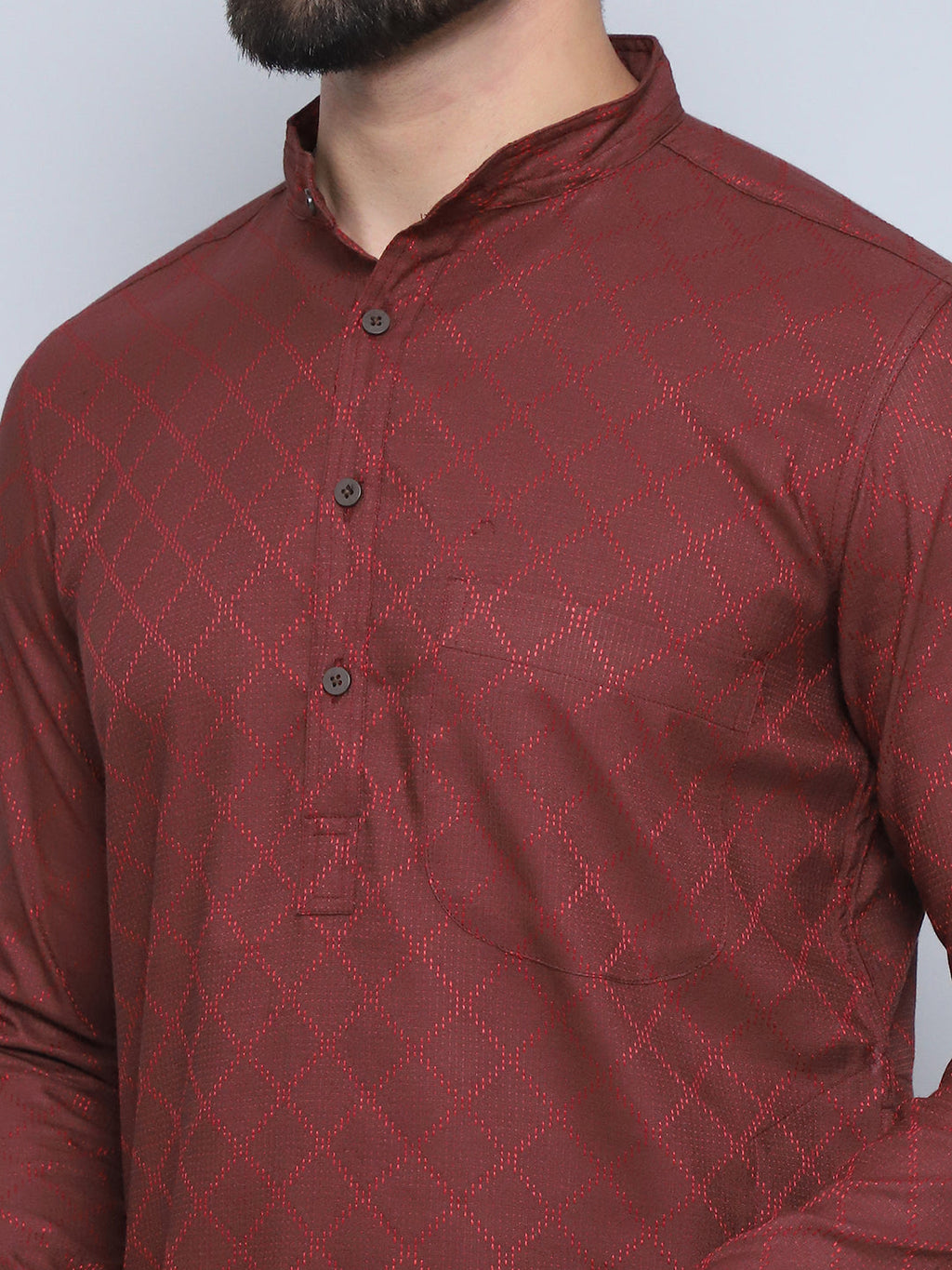 Even Apparels Men's Pure Cotton Maroon Kurta | Grocsy