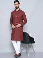 Even Apparels Men's Pure Cotton Maroon Kurta | Grocsy