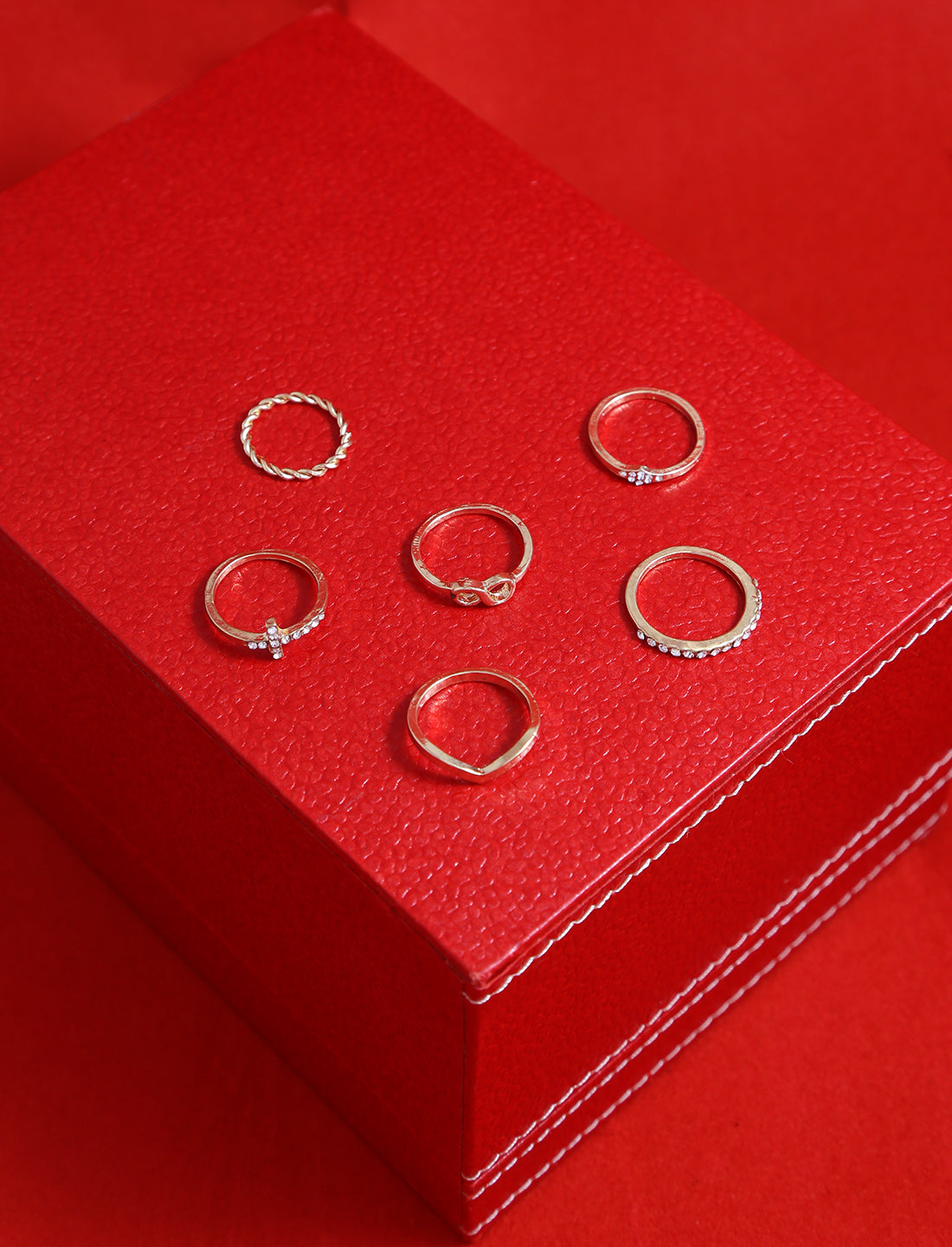 Gold-Polished Alloy Stylish Contemporary Stackable Ring - The Pari | Grocsy