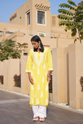 Rangreza Ethnic Liya Chikankari Rayon Kurta Yellow | Grocsy