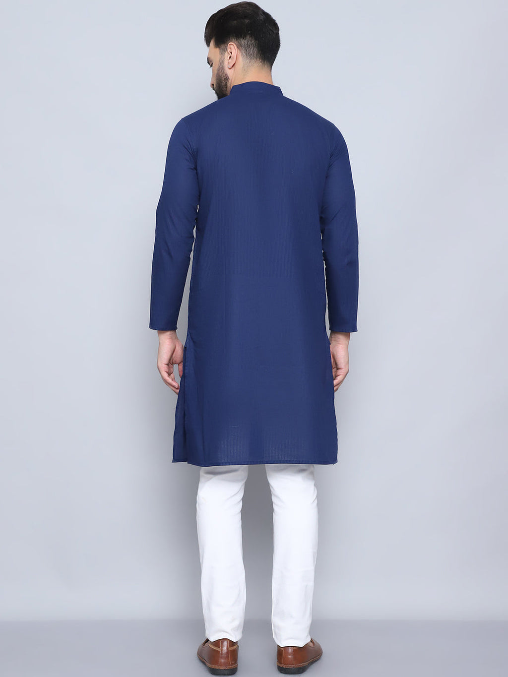 Even Apparels Men's Pure Cotton Blue Kurta | Grocsy
