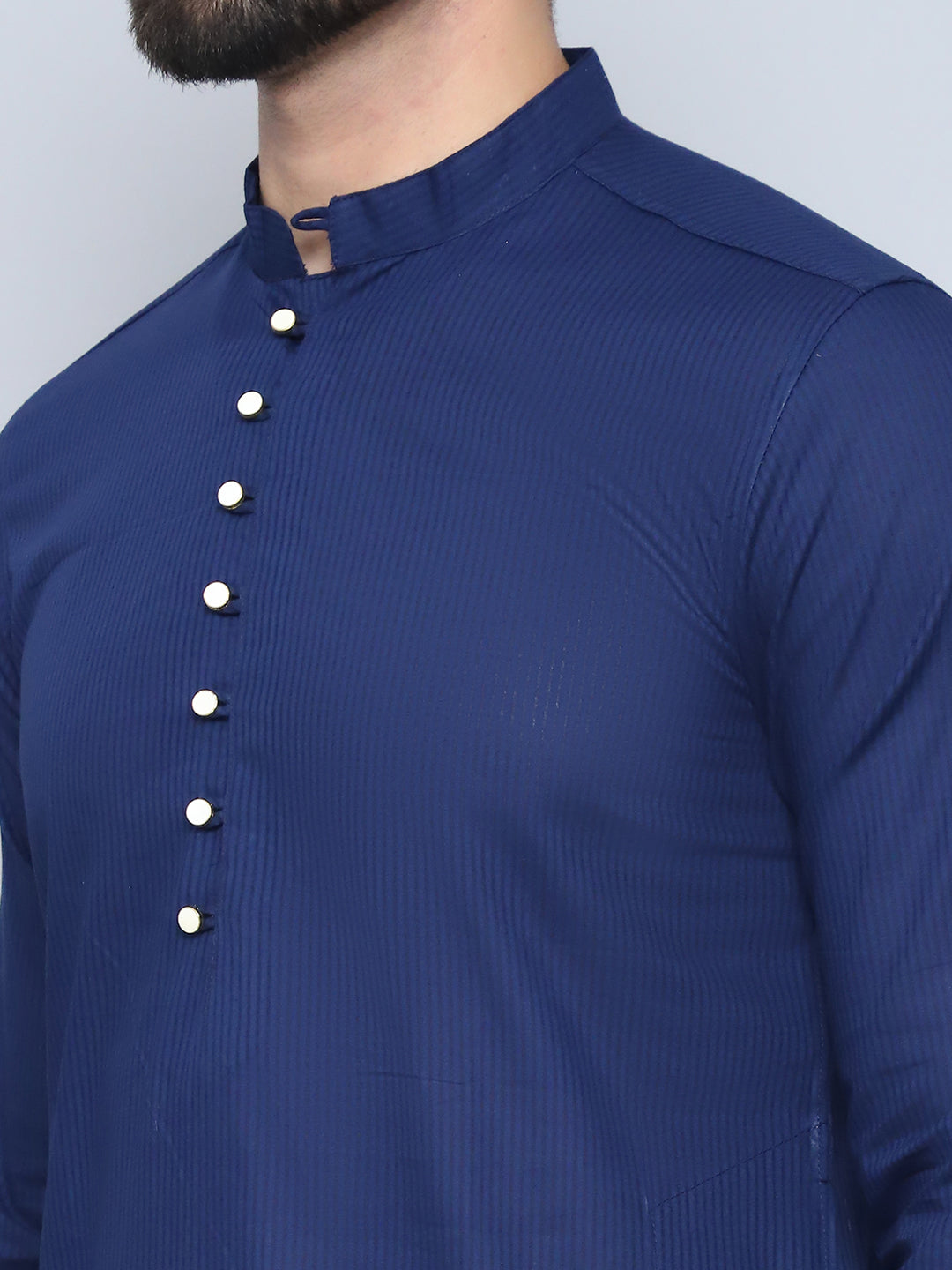 Even Apparels Men's Pure Cotton Blue Kurta | Grocsy