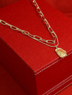 Gold-Polished Alloy Layered Designer Short Necklace - The Pari | Grocsy