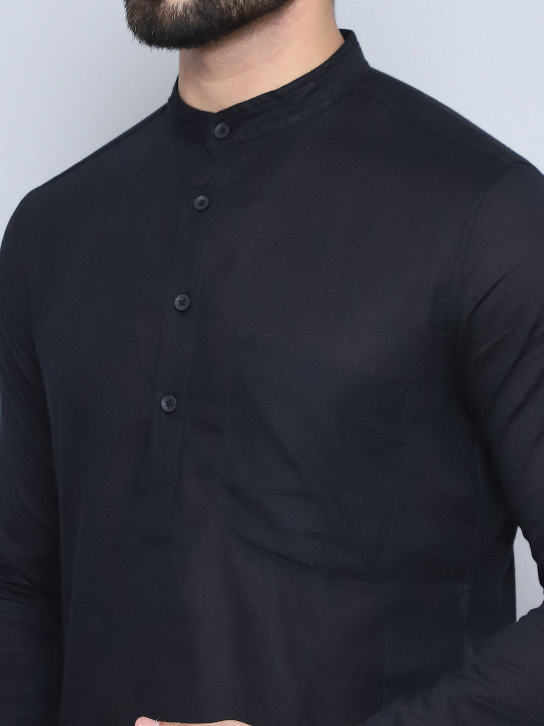 Even Apparels Men's Pure Cotton Black Kurta | Grocsy