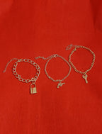 Gold-Polished Alloy Gold Charm Bracelet Set - The Pari