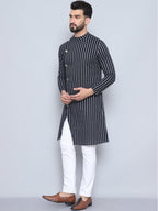 Even Apparels Men's Pure Cotton Black Sherwani Kurta | Grocsy