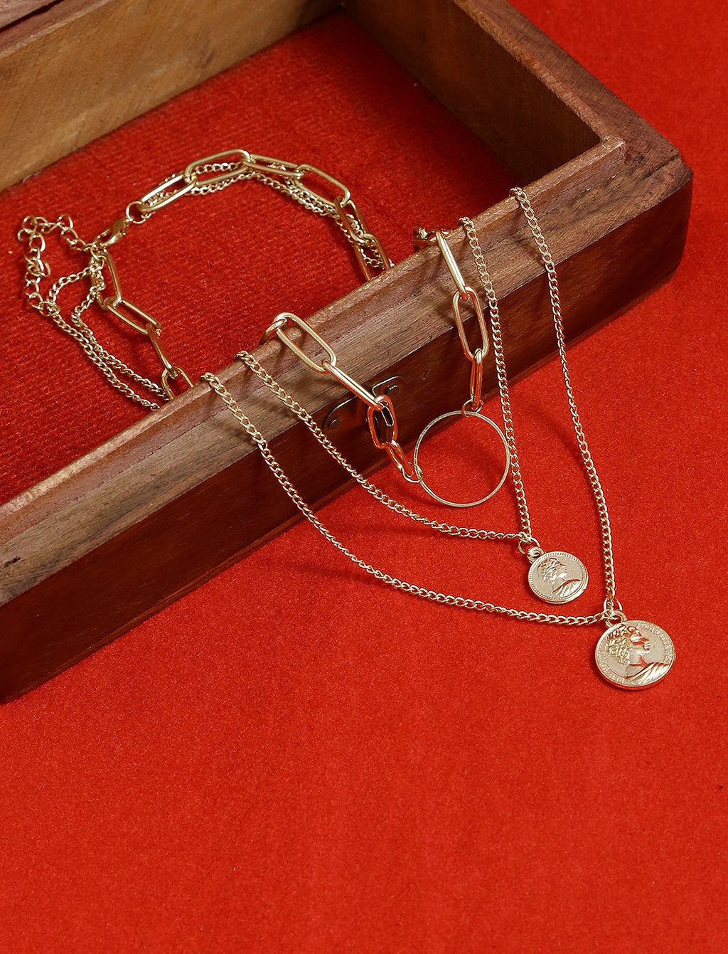 Gold-Polished Alloy Layered Designer Short Necklace - The Pari | Grocsy