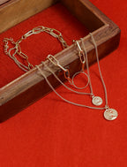 Gold-Polished Alloy Layered Designer Short Necklace - The Pari | Grocsy
