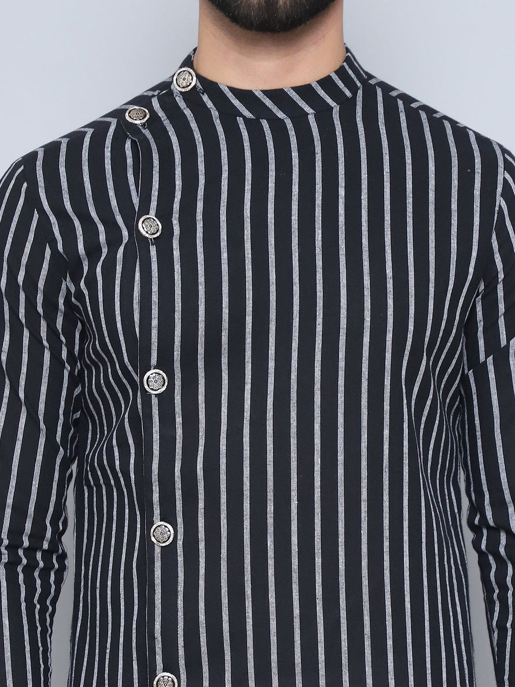 Even Apparels Men's Pure Cotton Black Sherwani Kurta | Grocsy